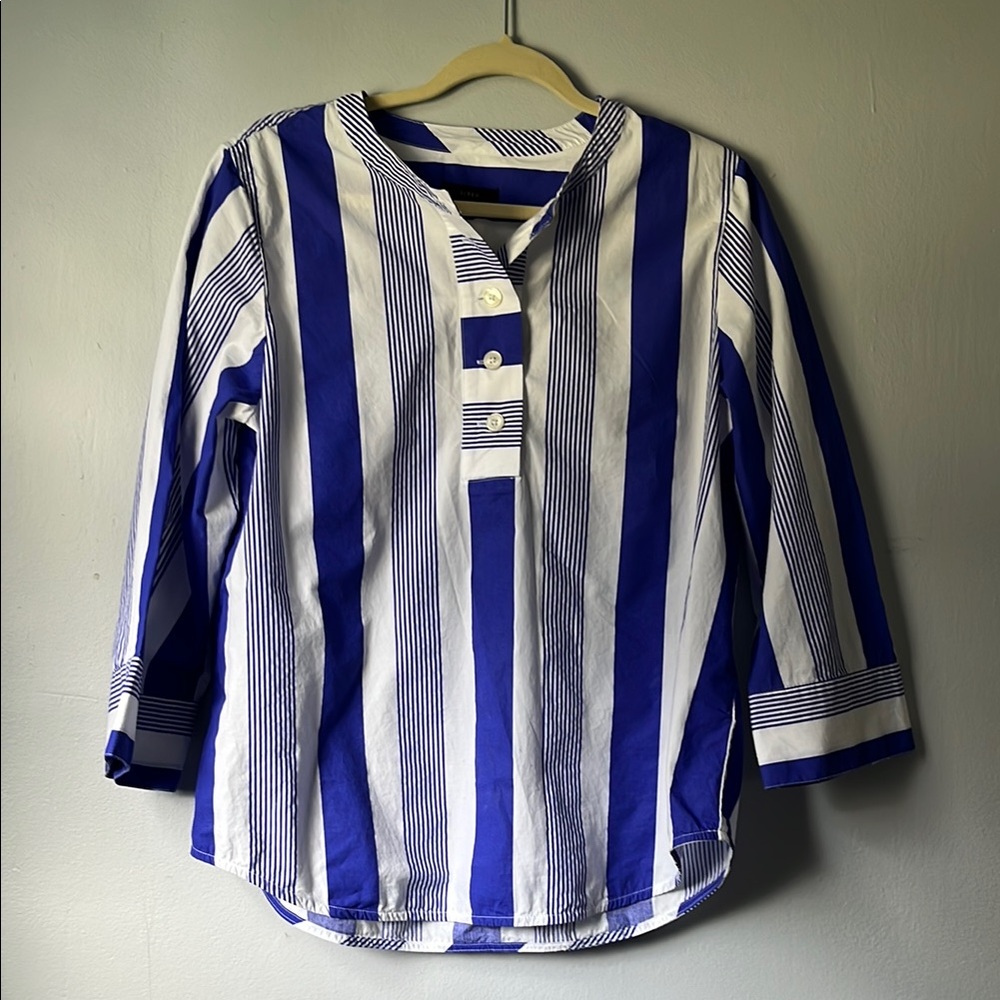 J.Crew Blue and White Striped Popover